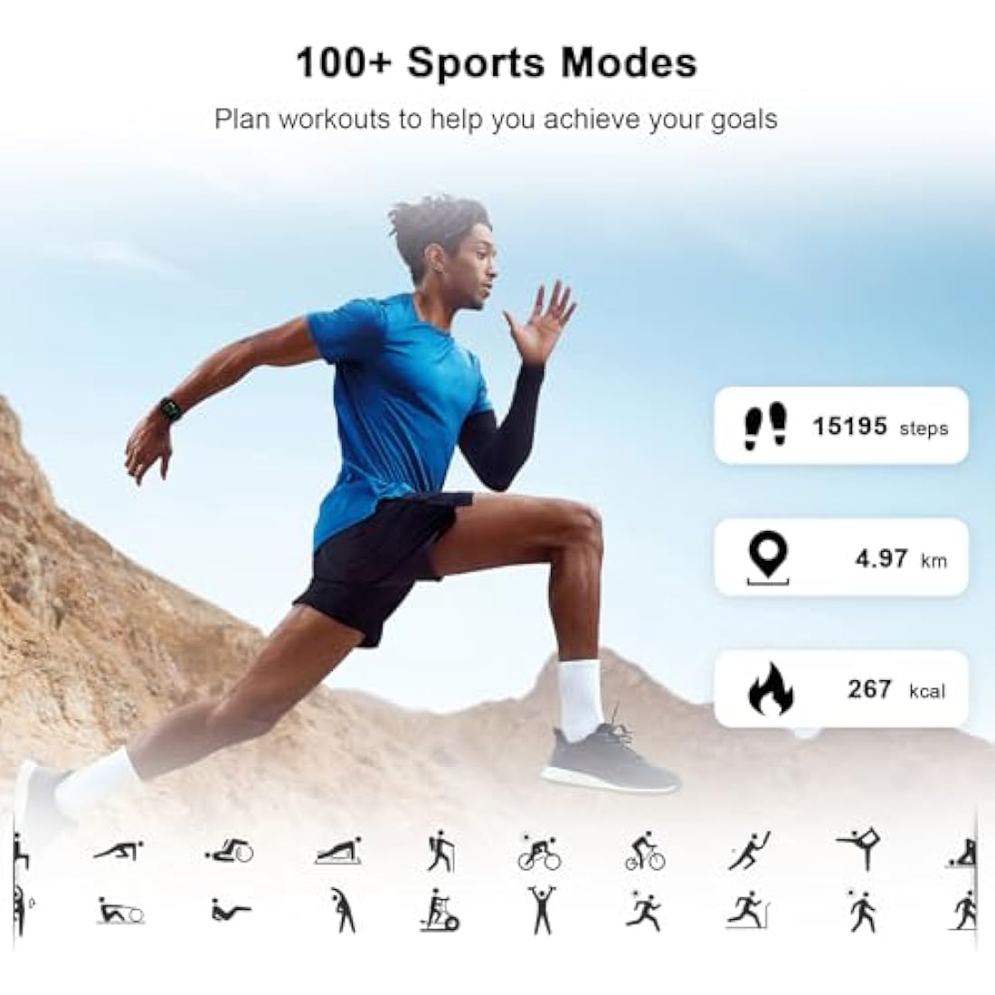 Blackview Smart Watch for Men Women - Answer/Make Call & AI Voice, 1.91" Fitness Watch with Flashlight/Heart Rate/SpO2/Sleep/Stress, 100+ Sports Activity Tracker, Step Counter Watch for Android iOS