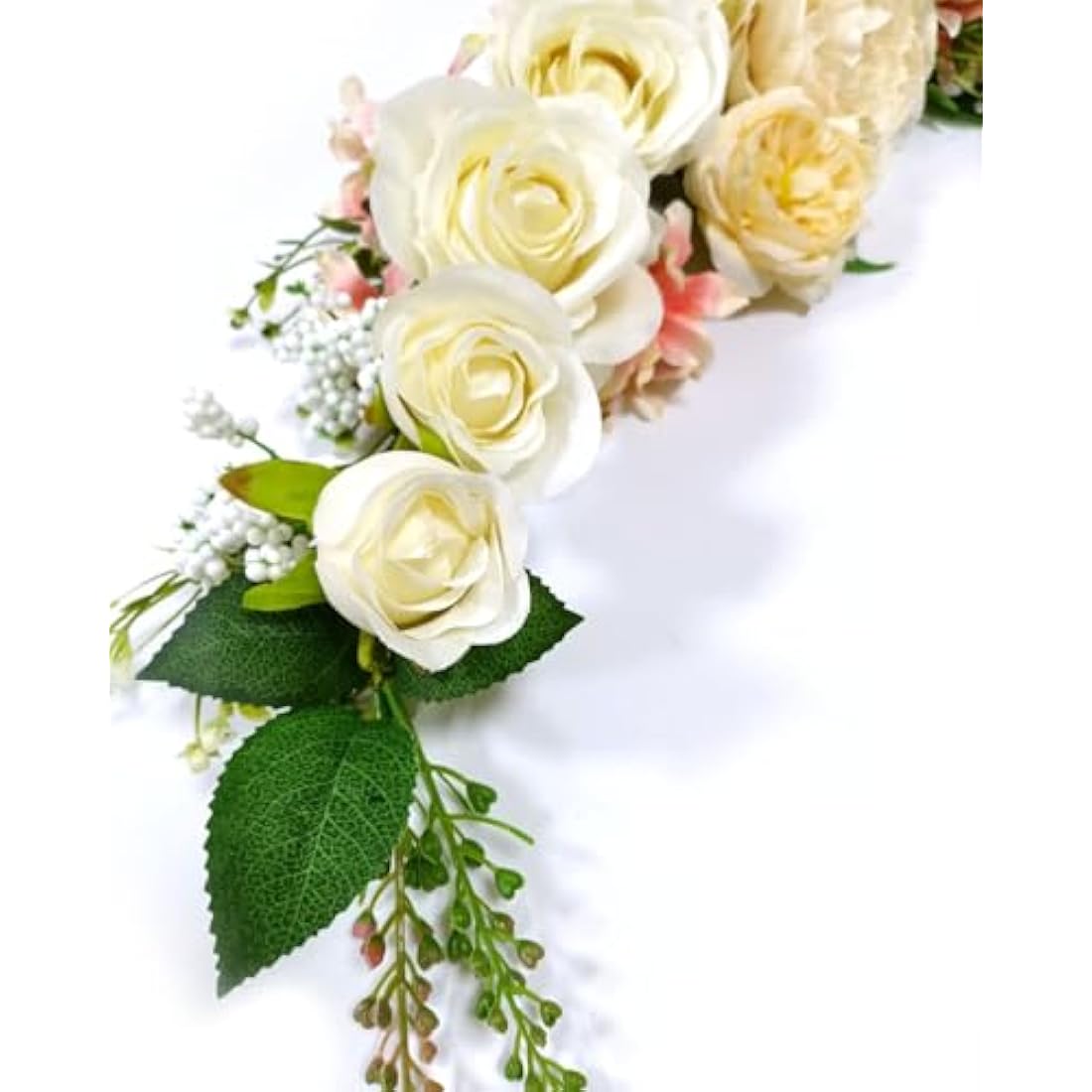 Wedding Arch Flowers, 60cm, Flower Swag, Decorative Swag, Artificial Flower Swag for Door Wedding Party Wall Home Decor (Champagne)