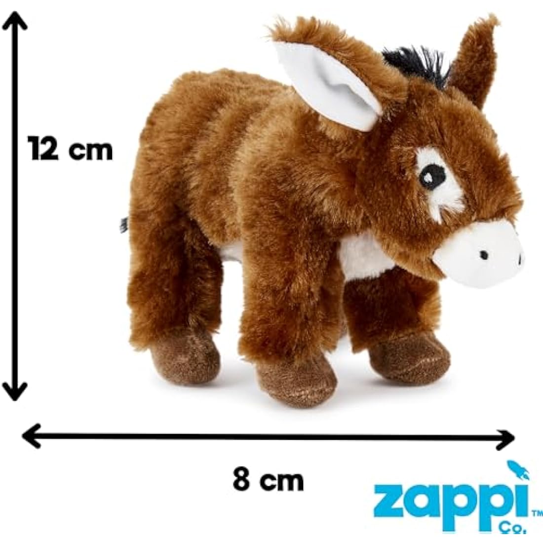 Zappi Co 100% Recycled Plush Donkey Toy (21cm Length) Stuffed Soft Cuddly Eco Friendly animals Collection For New Born Child First kid