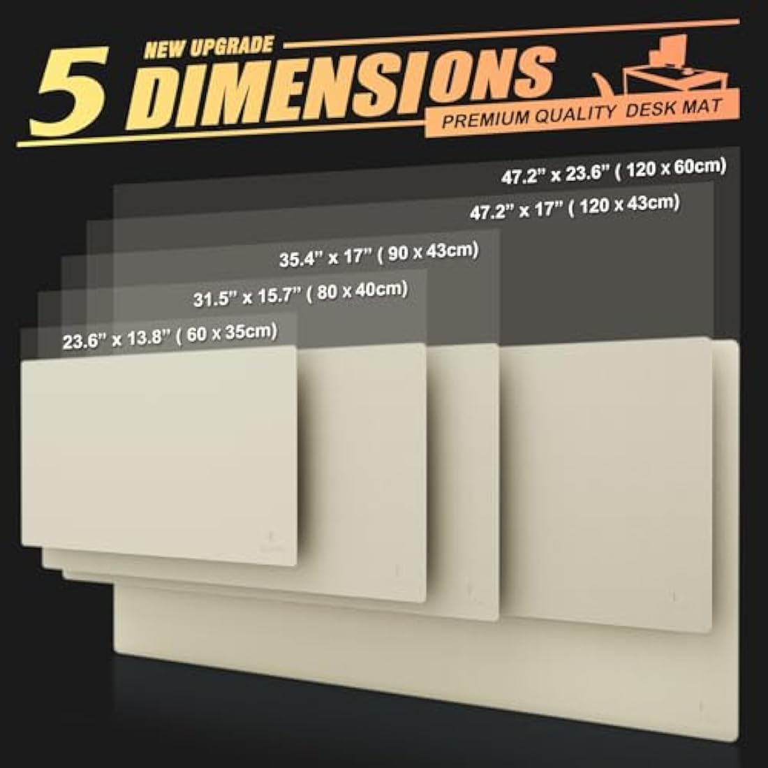 K KNODEL Small Office Leather Desk Mat, Mouse and Keyboard Pad, Computer and Laptop Mat, Desktop Protector and Cover, Writing Pad and Blotter (60x35cm, Ivory Cream)