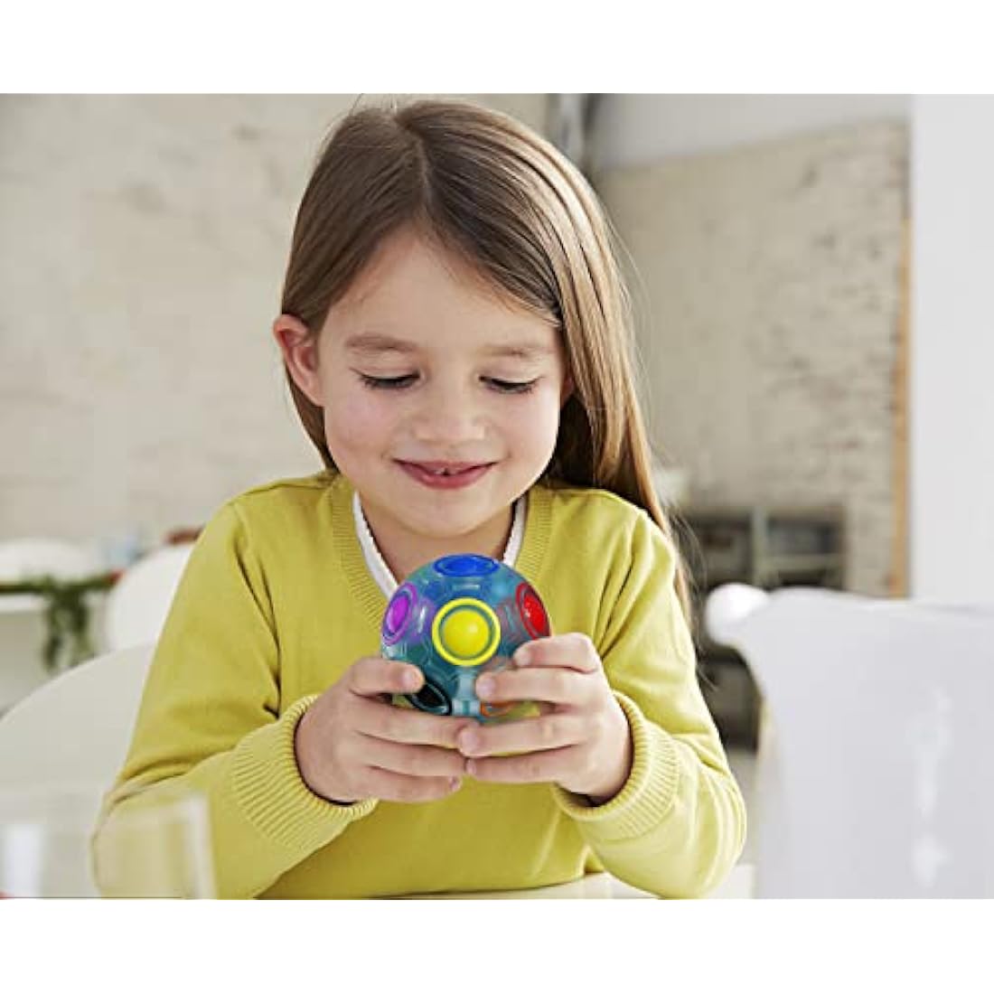 ROXENDA Magic Rainbow Ball with 12 Holes, Puzzle Ball Skill Game - Brain Teaser & Fidget Ball for Kids from 6 Years - 4 Pack(Green&blue&pink&white)