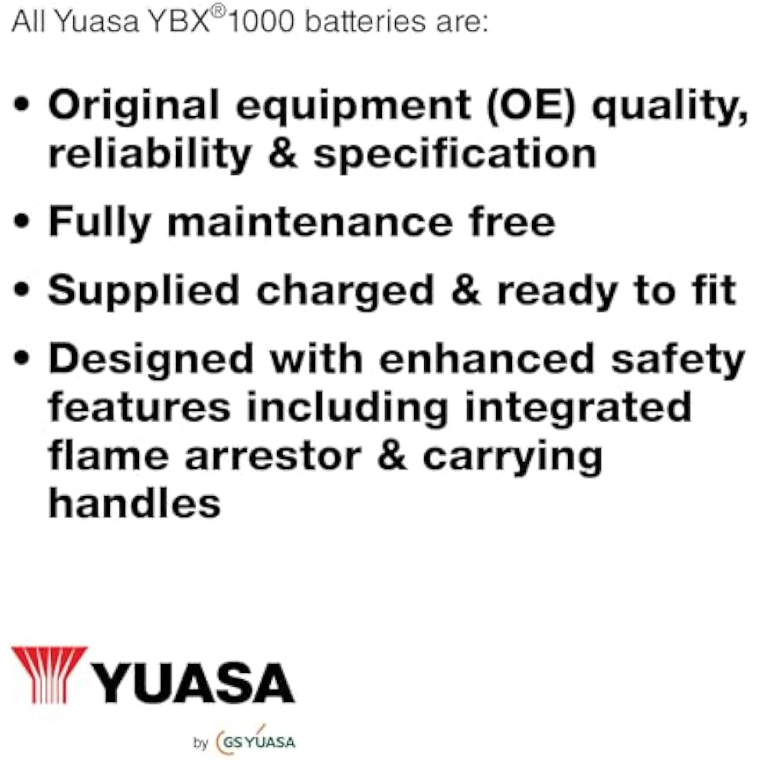 Yuasa YBX1096 12V 70Ah 640CCA Sealed Maintenance Free High Performance Car Battery