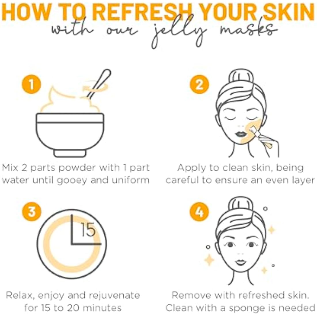 BRÜUN Jelly Mask Jar Calendula Peel-Off Face Care Rubber Mask | 23 fl oz Skin Care Moisturizing Gel Mask Jar Spa Set