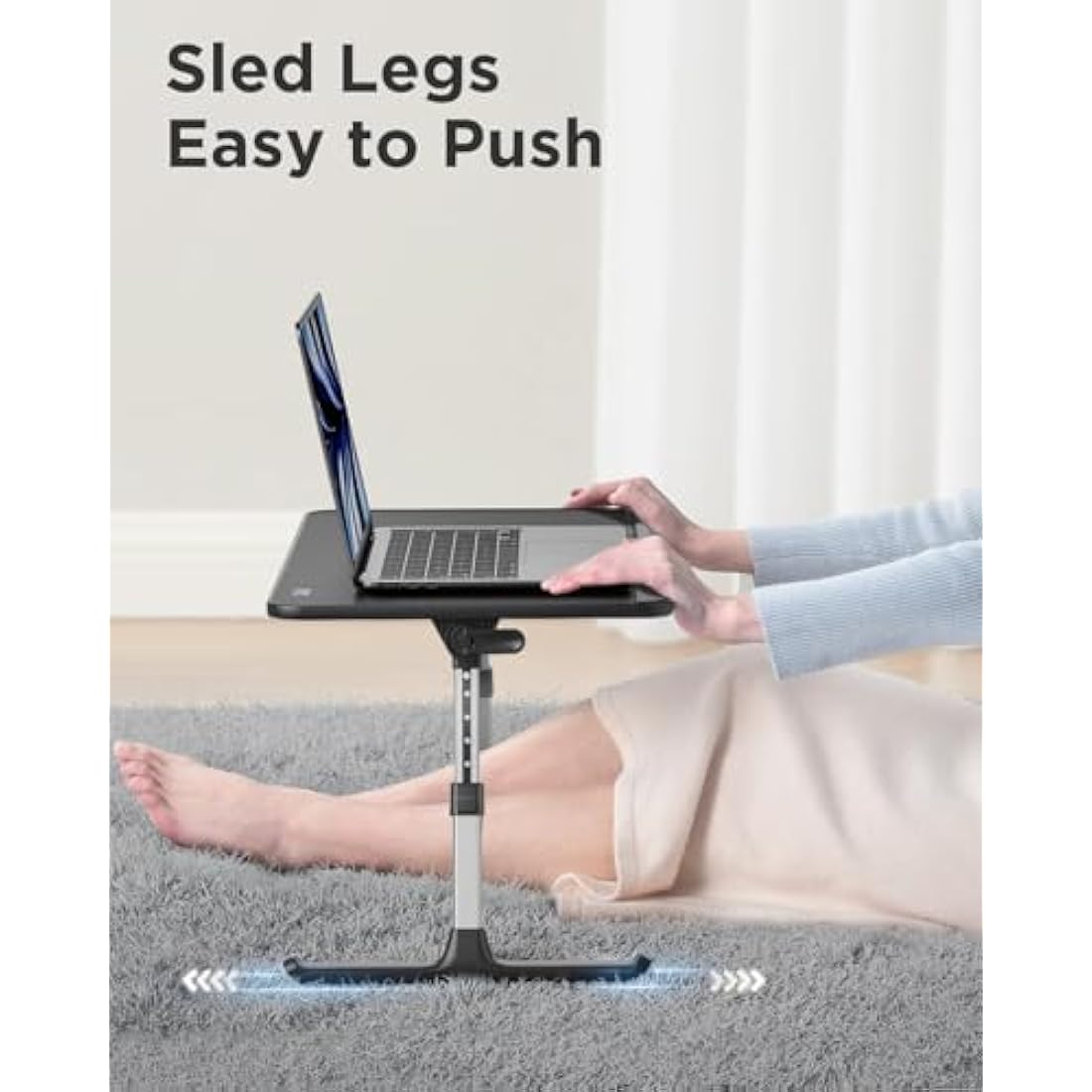 Lap Desk, SAIJI Bed Table, Thick Stable Feet, Height and Angle Adjustable, Enough Mouse Space, up to 17'' Laptop, for Homeoffice, Breakfast, Study (Black, 52 * 30cm)