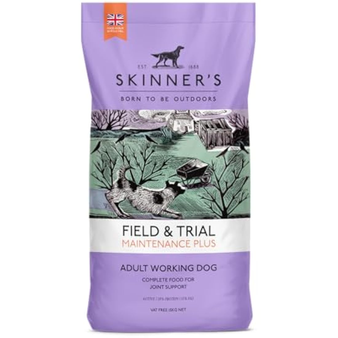 Skinner’s Field & Trial Maintenance Plus – Complete Dry Adult Dog Food, For Less Active Dogs, Contains Joint Aid, 15kg