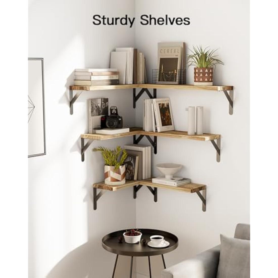 Pipishell Floating Shelves Set of 6, Wood Floating Shelves for Wall Decor, Rustic Farmhouse Wall Shelves for Bedroom, Bathroom Shelves for Wall Storage, Book Shelves for Living Room