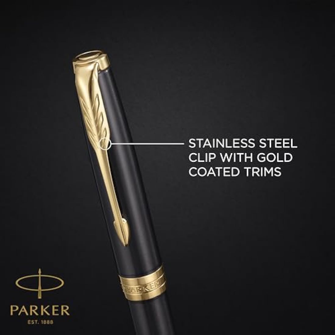 PARKER Sonnet Rollerball Pen | Grey Lacquer with Gold Trims | Fine Stainless Steel Point | Black Ink Refill | Gift Box | Perfect Graduation Gifts