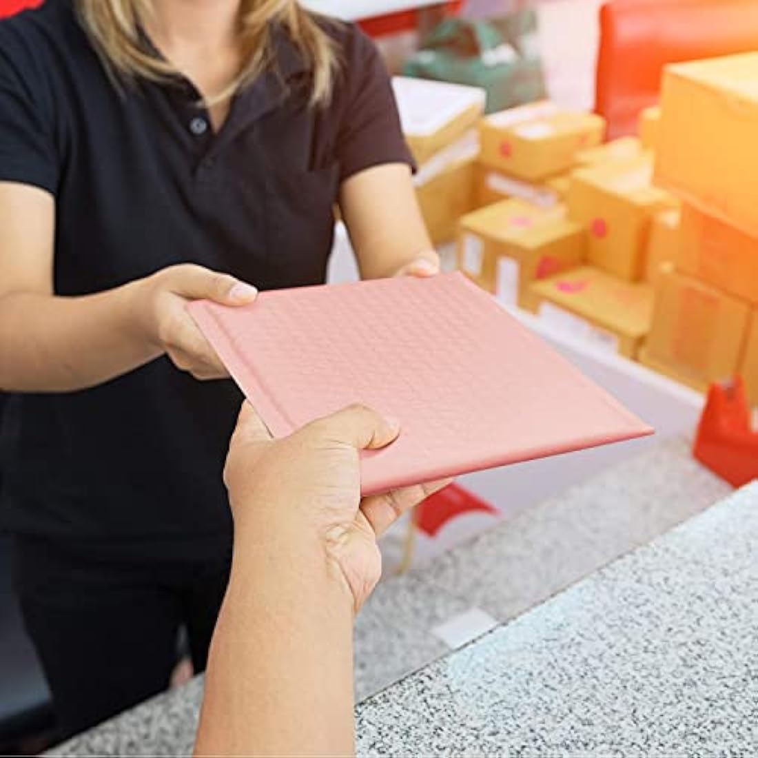 Switory 100Pcs Poly Bubble Mailers, 15.3x22.9cm Padded Envelopes Bulk, Bubble Lined Wrap Polymailer Bags for Shipping Packaging Mailing Self Seal Pale Pink (Inside Size: 15.3x22.9)