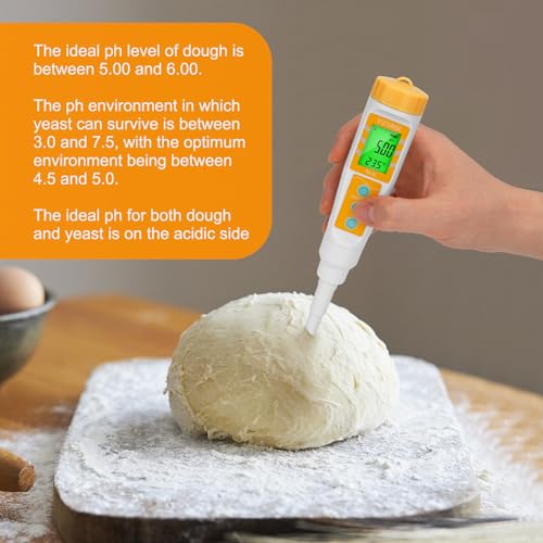 YINMIK pH Meter for Food, Digital Food pH Tester, Accurate Canning pH Test Kits with ATC, Professional Fermenting pH Test Pen, Spear pH Probe for Bread Cheese Sushi Rice Sourdough Sauce Meat
