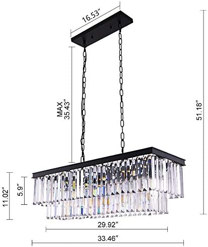 Wellmet 9-Light Crystal Chandelier 34.5 inch, Contemporary Modern Chandeliers Adjustable for Living Room, Dining Room, Pool Table Light, Kitchen Island Lighting