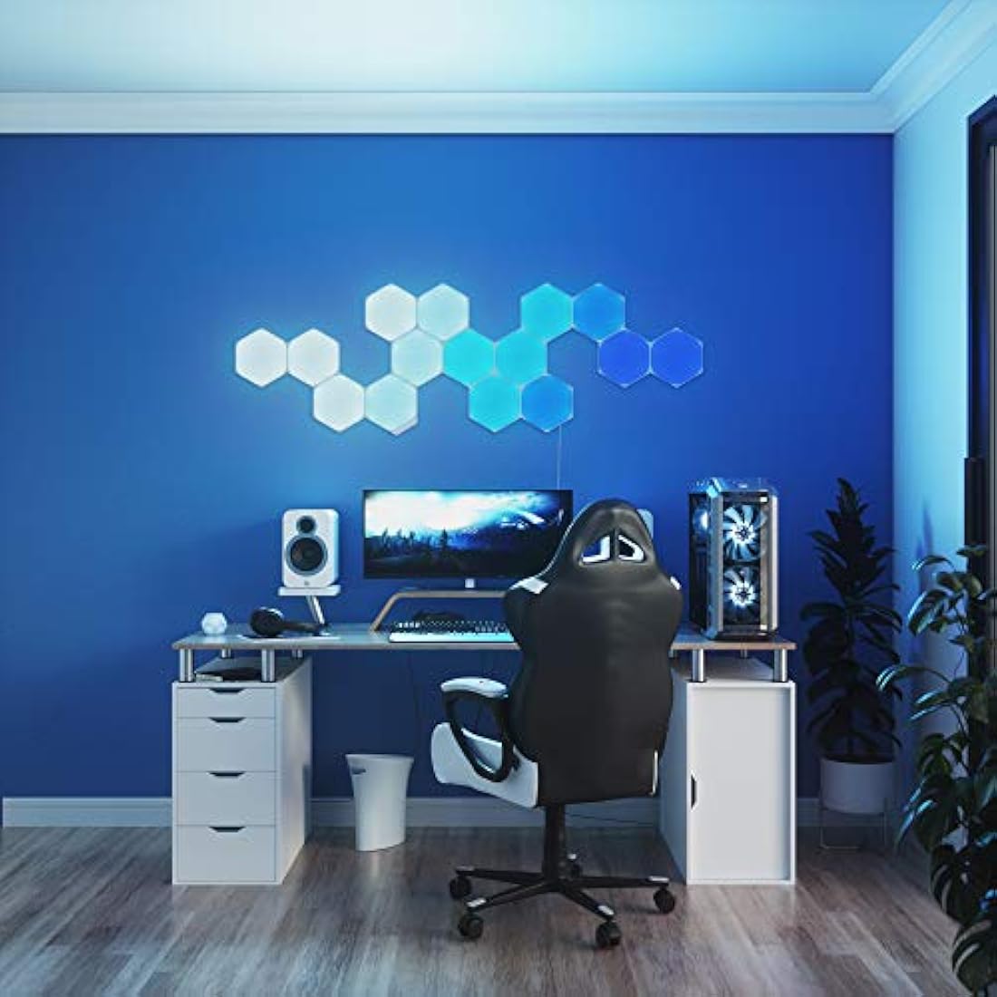 Nanoleaf Shapes Hexagon Expansion Pack, 3 LED Smart Light Panels - Dimmable & Modular Wi-Fi Wall Mood Lights, Works with Alexa Google Assistant Apple Homekit, for House Room Decor or Desk