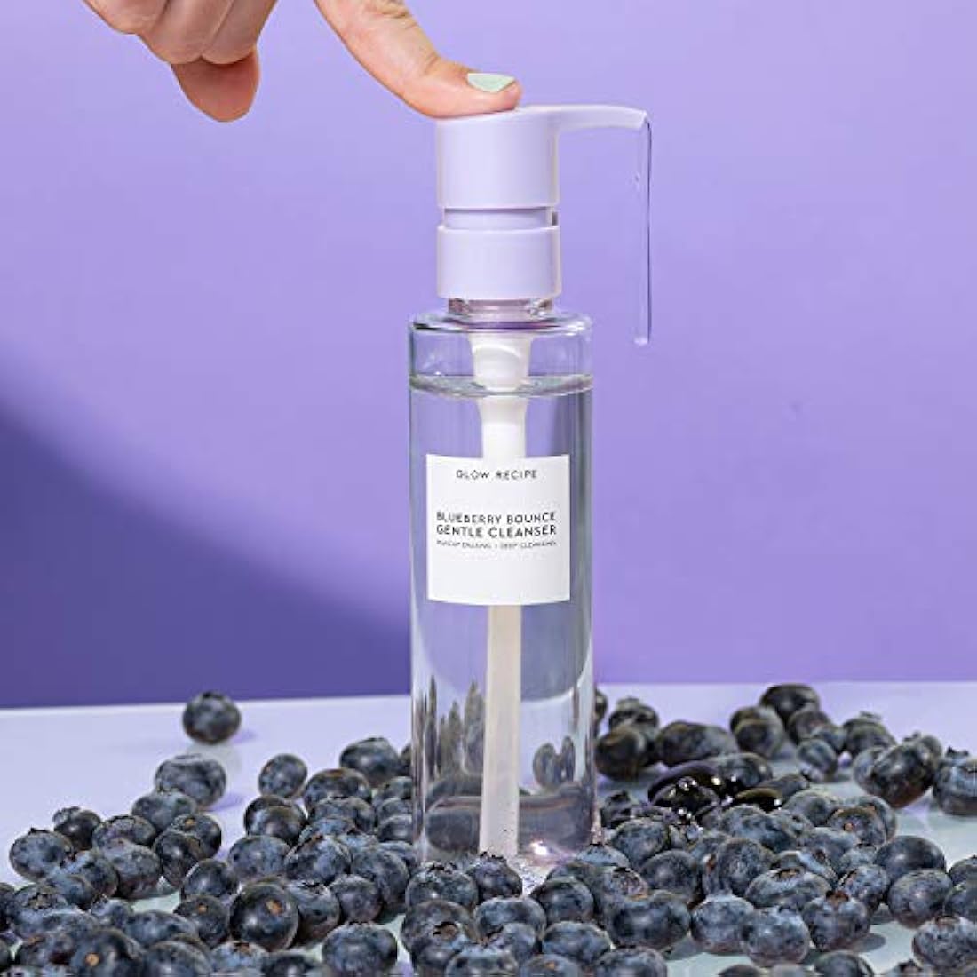 Glow Recipe Blueberry Bounce Hyaluronic Acid Foaming Cleanser - Pore-Refining + Hydrating Gentle Face Cleanser with AHA - Vegan + Cruelty-Free Face Wash for Sensitive Skin (160ml / 5.4oz)