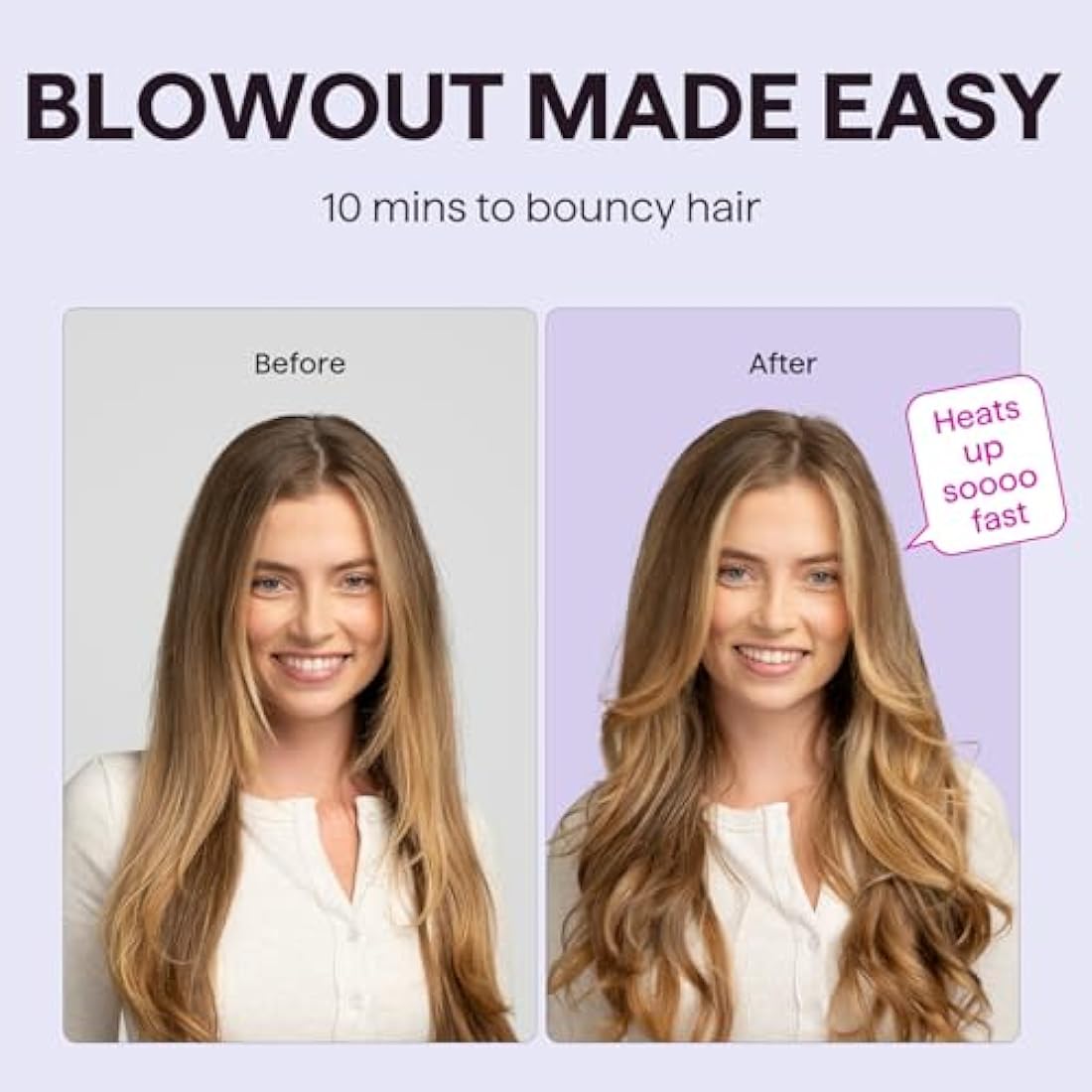 Wavytalk Thermal Brush, Blowout Boost Ionic Round Heated Hot Brush, to Make Hair Smoother & Shinier, Easy to Use, Not for Blow Drying, 38mm Barrel, 5 Temperature Settings, Dual Voltage, UK Plug, Pink
