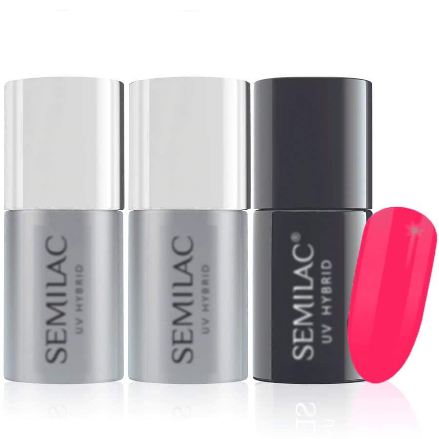 Semilac Base Coat, Top Coat & UV Gel Colour Polish. Long Lasting, Chip Resistant & Easy To Apply. 134 Red Carpet Colour UV Gel Nail Varnish. Perfect