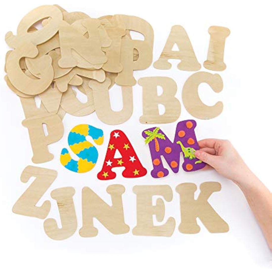 Baker Ross EV266 Wooden Letter Templates (Pack of 52) For Kids to Decorate and Display, 11cm