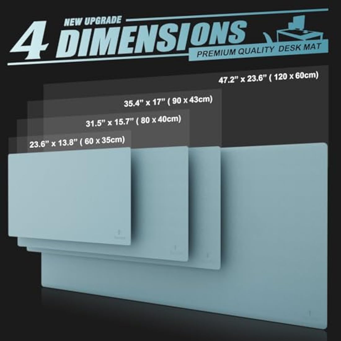 K KNODEL Large Office Leather Desk Mat, Mouse and Keyboard Pad, Computer and Laptop Mat, Desktop Protector and Cover, Writing Pad and Blotter (80x40cm, Light Blue)