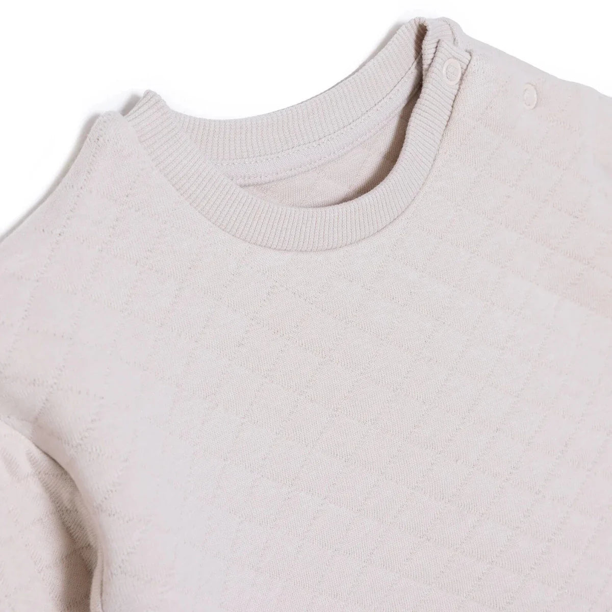 HelloBaby Unisex Sweatshirt- Bottom with Poppers Crew Neck Long Leg Long Sleeve - Beige