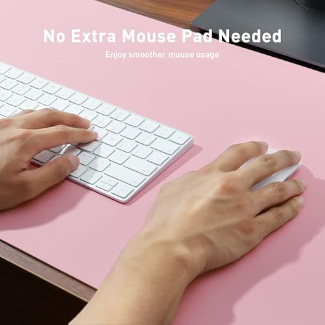Aothia Leather Desk Pad Protector,Mouse Pad,Office Desk Mat, Non-Slip PU Leather Desk Blotter,Laptop Desk Pad,Waterproof Desk Writing Pad for Office and Home (80cm x 40cm, Fairy Pink)