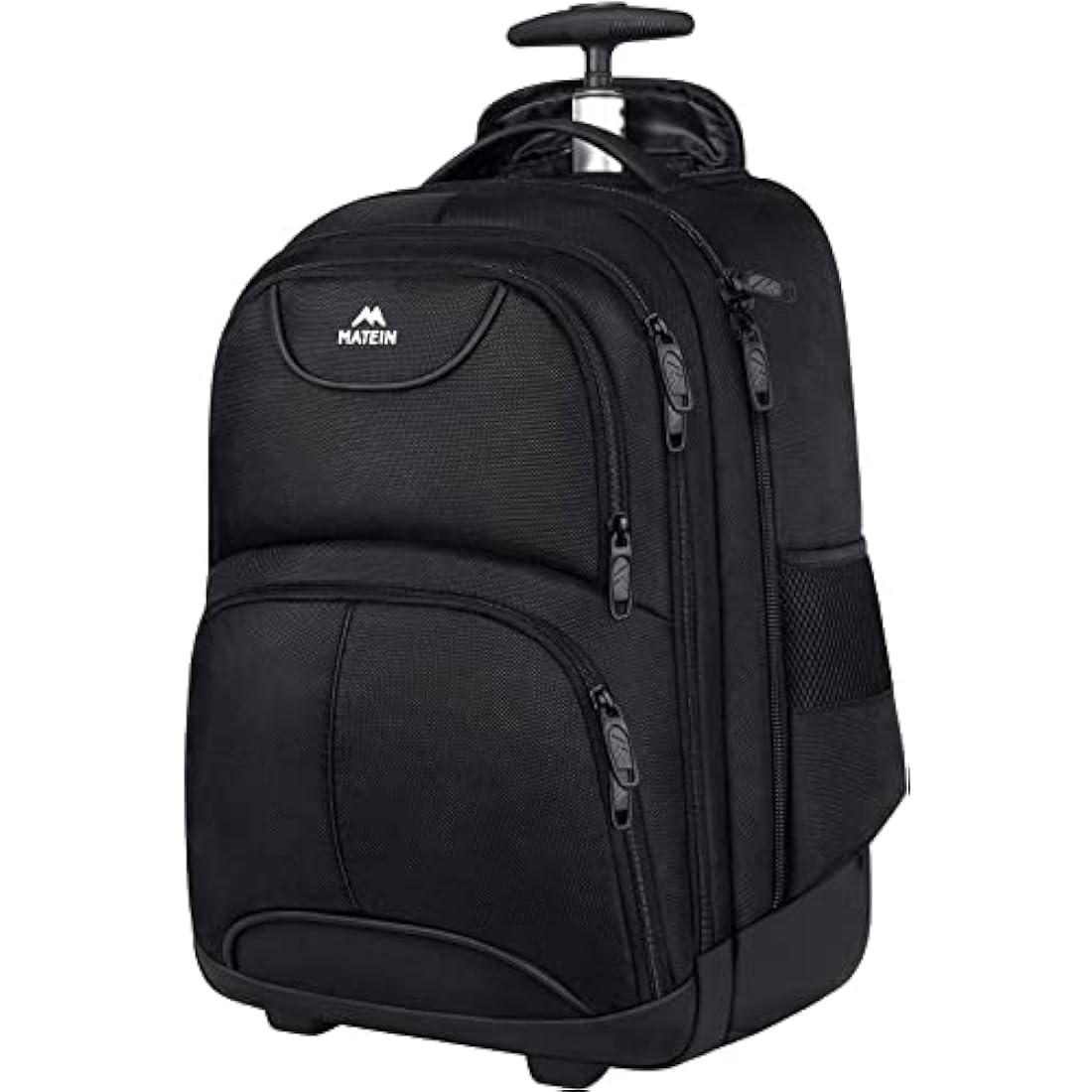 MATEIN Travel Backpack with Wheels, Rucksack with Wheels Cabin Size Wheeled Backpack 17inch Laptop Trolley Business Cabin Bag Carry On Suitcase Hand Luggage School Backpack for Women, Men, Uni, Black