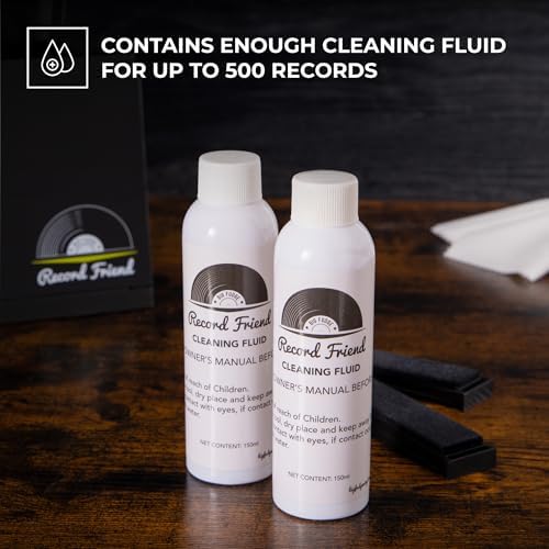BIG FUDGE Vinyl Record Cleaner Kit - Scratch-Free Album Record Cleaning Machine w/Record Cleaning Solution Fluid, Record Brush, Drying Racks - Professional Vinyl Record Care
