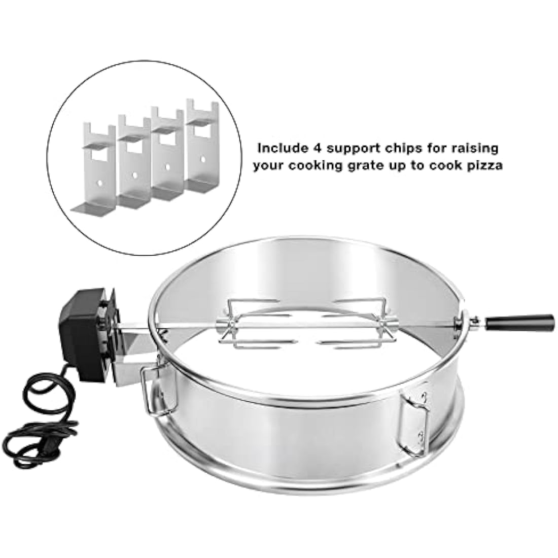 Onlyfire Stainless Steel Rotisserie & Pizza Ring Multi-Purpose BBQ Tool Kit for Weber 47 Kettle and Other Similar Charcoal Grills