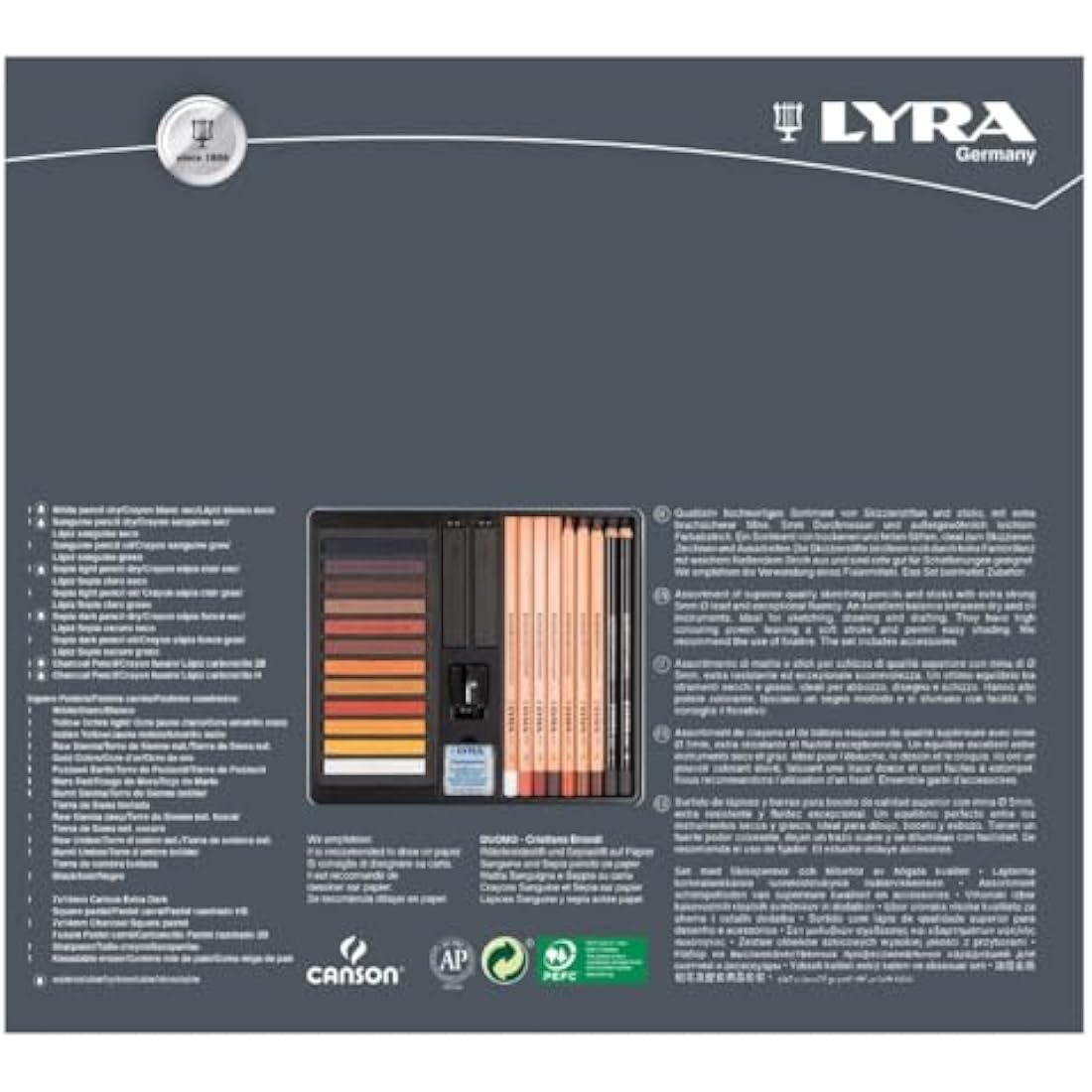 LYRA Fine Art Sketching Set, 11 Brown Tones Pencils & Pastels, For Professionals & Students