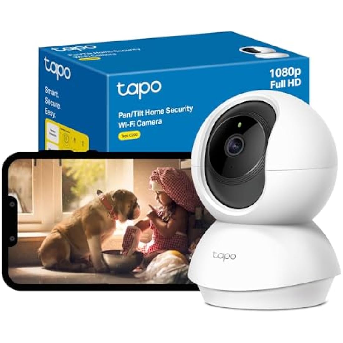 Tapo C200 1080p Pan/Tilt Indoor Camera, Baby Monitoring, Motion Detection, Customizable Privacy Mode, 2-Way Audio, Night Vision, Cloud and Local Storage, Works With Alexa and Google, No Monthly Fee