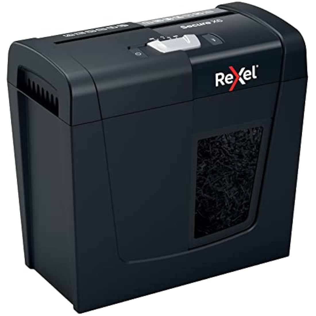 Rexel X6 Cross Cut Paper Shredder, Shreds 7-6 Sheets (70-80 gsm), P4 Security, Home/Home Office, 10 Litre Removable Bin, Quiet and Compact, Secure Range, 2020122, Black