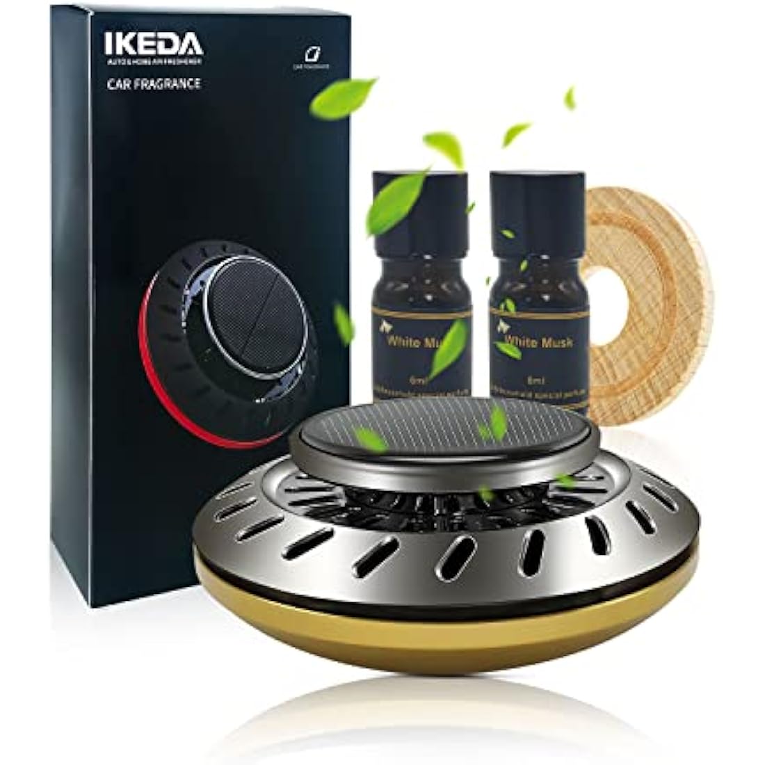 Car Air Fresheners for Women | Car Scent Air Freshener with White Musk Smell | Solar Car Diffuser with Odour Eliminator Technology | Long Fragrance Car Accessories for Women | Ikeda Air Freshener Car