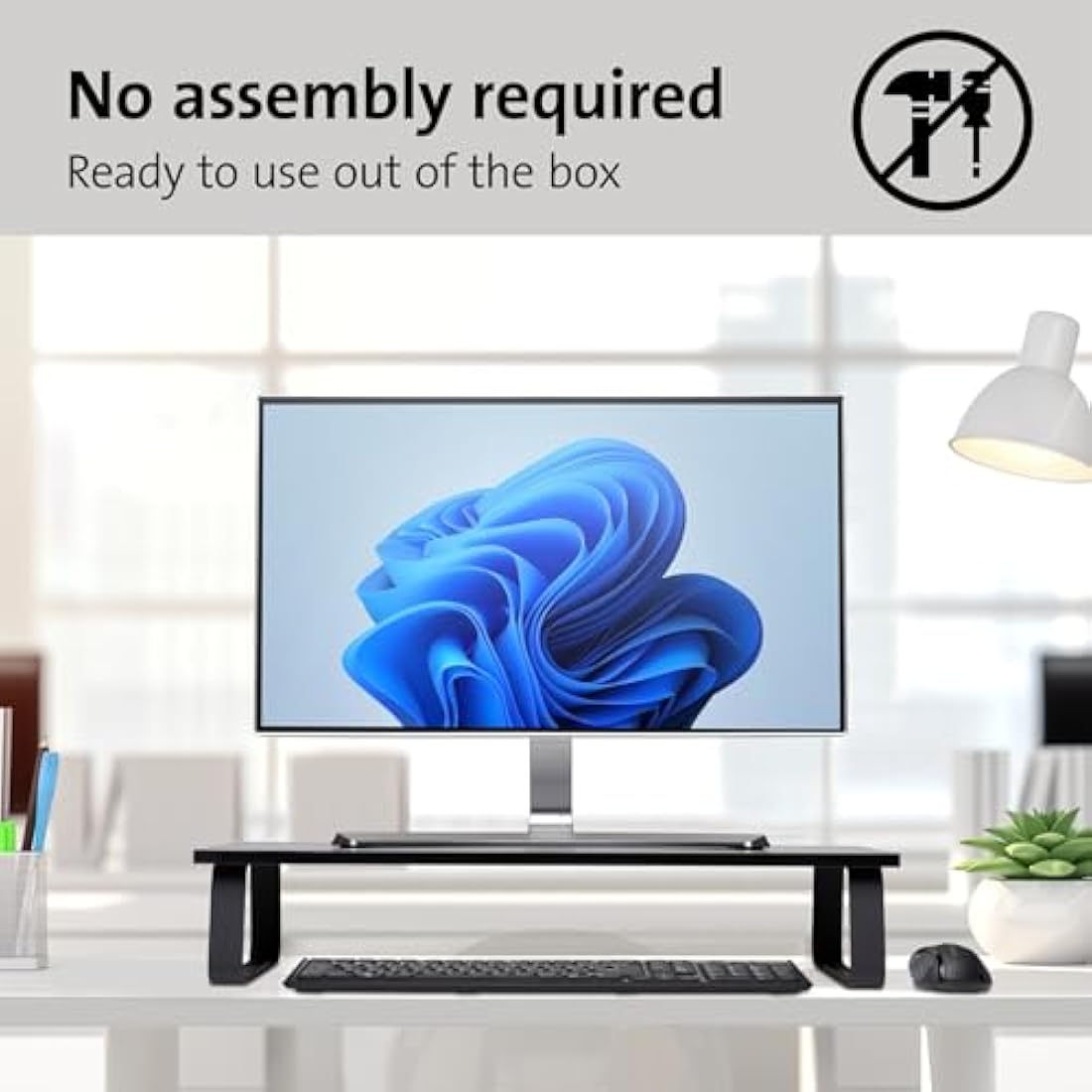Kensington Extra Wide Monitor Stand for desks. Large computer stand/monitor stand/desk riser (K55726EU), Black