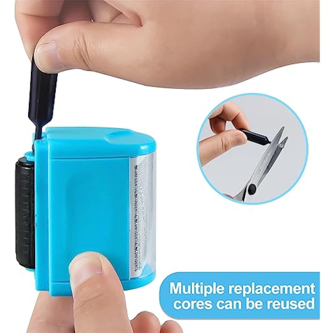 AUXHCYL Confidential Roller Stamp, Identity Theft Rolling Data Defender, Included 9 Pack Refills, Address Blocker and Privacy Safety, ID Blackout Security (Blue)