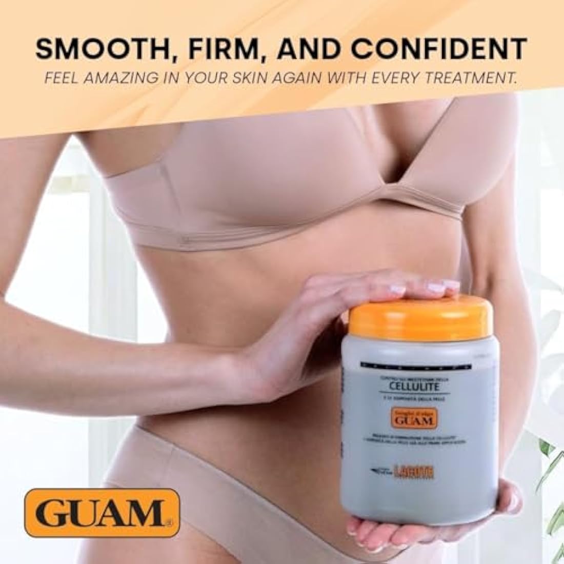 GUAM Seaweed Mud Anti Cellulite Treatment for Legs & Thighs - 500g Natural Tightening Hot Body Mask - Skin Firming Antioxidant Cellulite Remover to Reduce Imperfections, Improves Tone & Elasticity