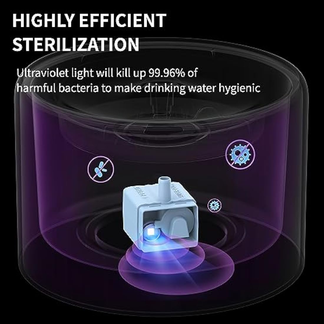 PETKIT Cat Water Fountain, UVC Wireless Pump, APP Control, 1.8L Cat Fountain Stainless Steel, Ultra Quiet, Hygienic Fresh Water for Cats Dogs, 3 Working Mode, Smart LED Light, Activated Carbon Filter