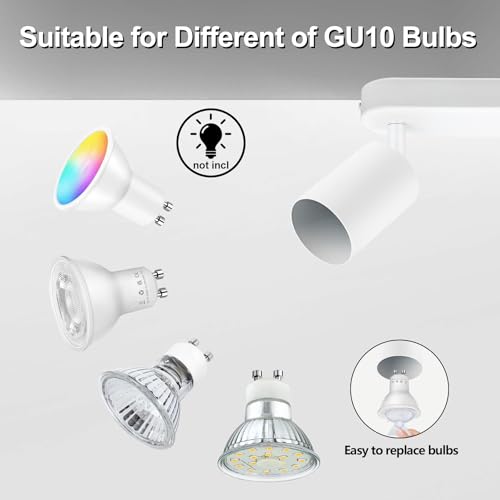 BOYIR GU10 Ceiling Spotlight 2 Spots White Adjustable Modern Indoor Ceiling Light for Kitchen, Bedroom, Living Room, Hallway, Bulb Not Included