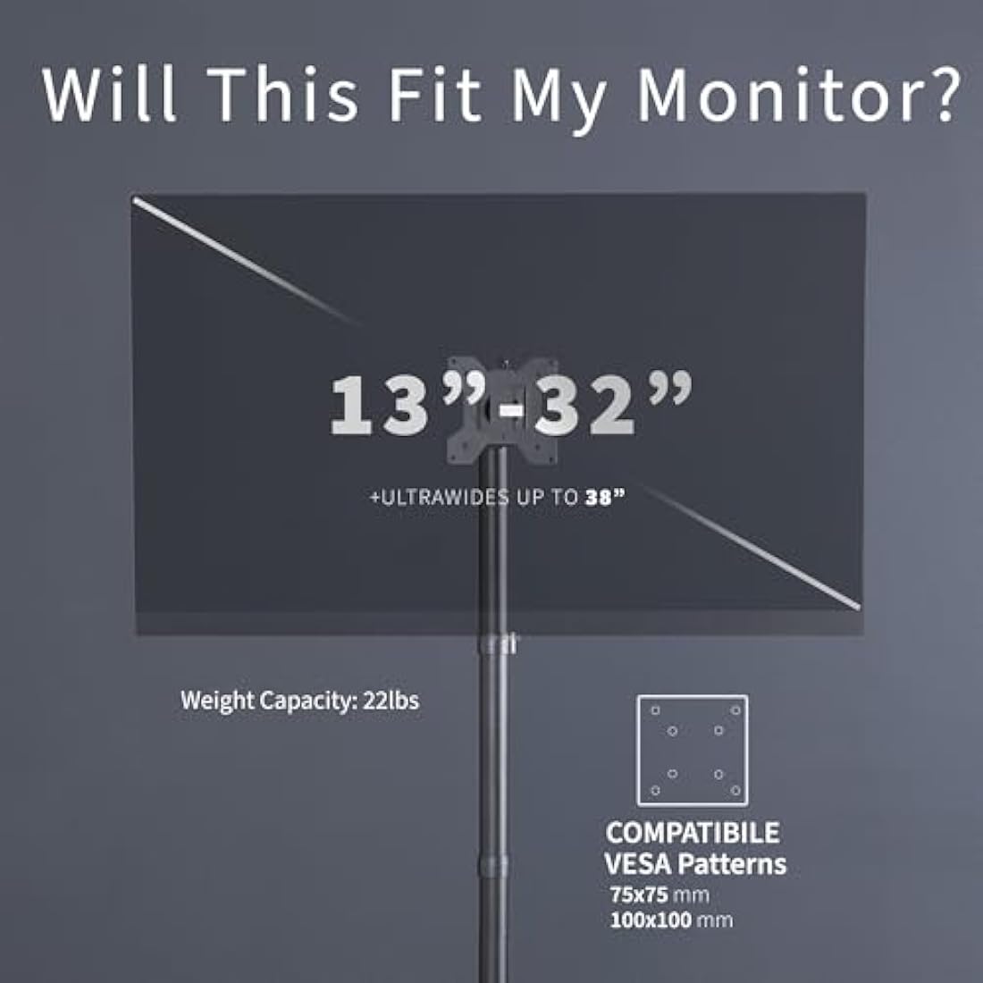 VIVO Extra Tall Single Monitor Desk Mount Stand 39 inch Pole. Features Full Adjustability - Tilt and Articulation, Holds 13 to 32 inch Screens up to 22 lbs with VESA Mounting, Black, STAND-V011