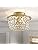 WUZUPS Crystal Chandelier Semi-Flushmount Ceiling Light Modern Lighting Fixture for Bedroom Hallway Bar Kitchen Bathroom, H 19.3cm W 25 cm, Gold, G9 Base