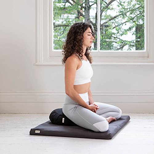 basaho Zabuton Meditation Mat | Organic Cotton | Recycled Fibre Filling (Zen Black)