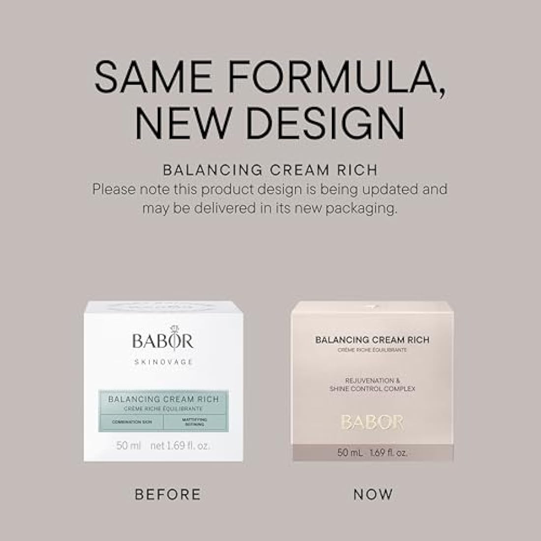 BABOR Skinovage Balancing Cream Rich, Supple Face Care Cream for Combination Skin, Mattifies and Moisturises the Skin, 50 ml