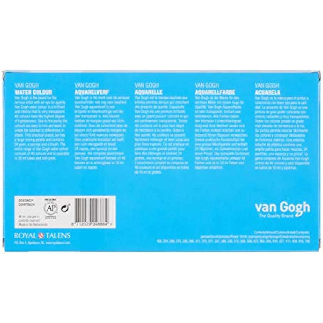 Royal Talens - Van Gogh Water Colour - Plastic Painting Box of 24 Paints with Brush