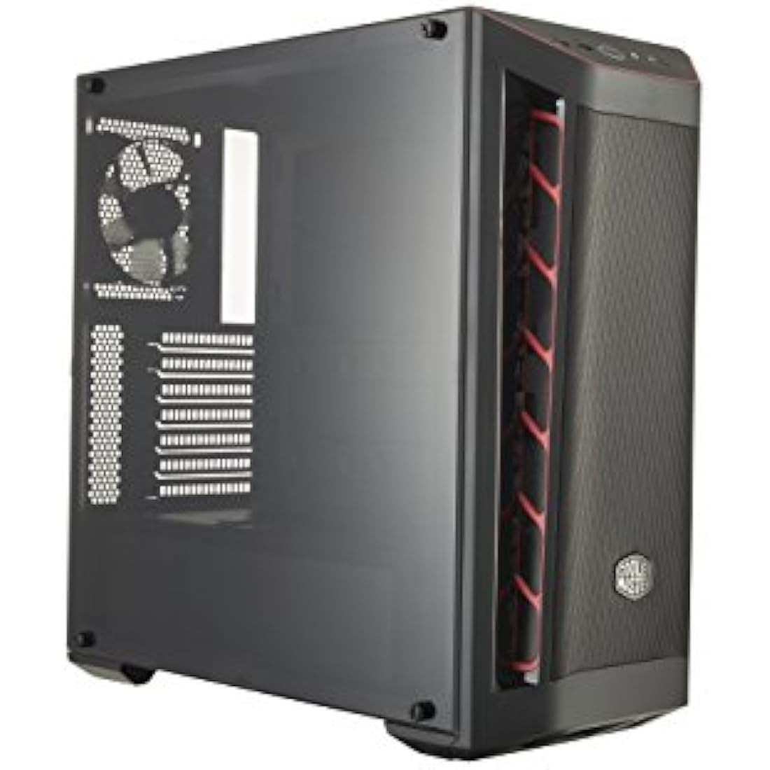 Cooler Master MasterBox MB511 - ATX PC Case with Front Mesh Panel, Racing Intakes, Transparent Side Panel, Flexible Air Flow Configurations - Red Accent