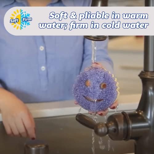 Scrub Daddy Scrub Mommy Cleaning Sponges - Dual Sided Non Scratch Sponge Scourers, Smiley Kitchen Sponges for Dishwashing & Bathroom, FlexTexture Dish Scrubber Sponge, Violet Twin Pack