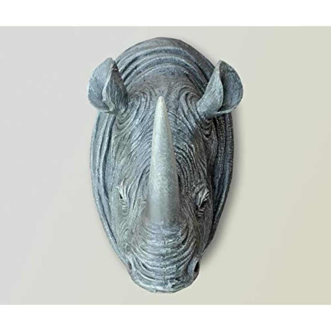 Best Value Here Wall Mounted Silver Stag Head Deer Large Antlers Reindeer Elephant Lion Tiger Rhino Wolf Wall Art Hanging Sculpture (Rhino Grey)