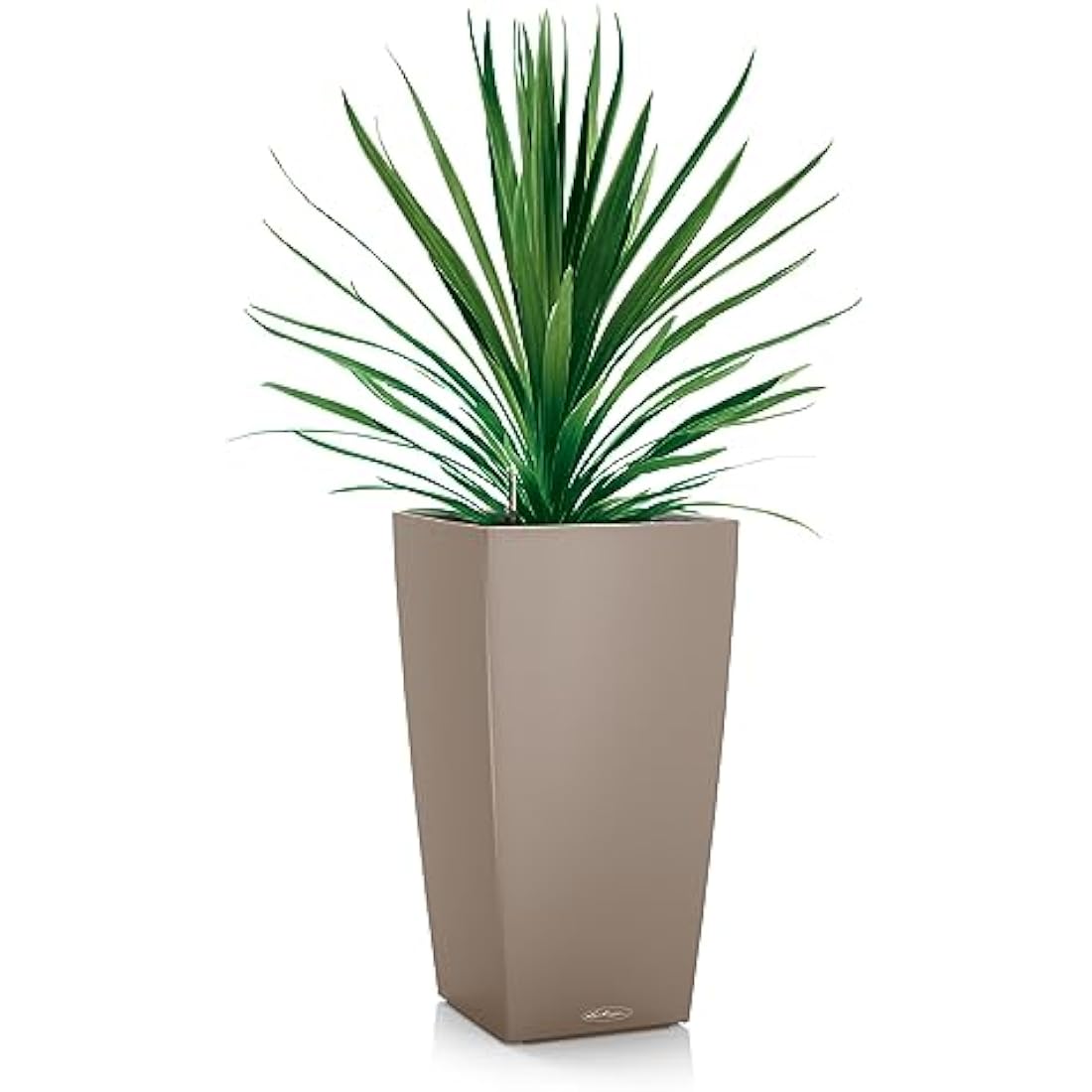 Lechuza CUBICO Color 40 Self Watering Planter Large Garden Plastic Indoor and Outdoor Flower Plant Pot with Drainage Hole H75 L40 W40 cm Sand Brown