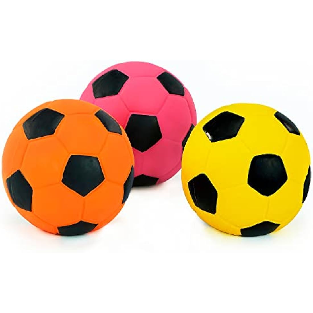 CHIWAVA 3PCS 2.7'' Squeak Latex Dog Toy Football Chew Fetch Throw Ball for Medium Dogs Interactive Play