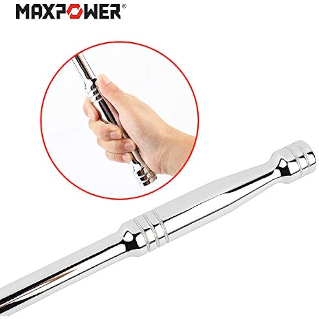 MAXPOWER 2 in 1 Breaker Bar Wheel Nut Spanner Flexible Handle Dual-Drive with 1/2" and 3/8" Nut Sq. Drivers, (24"/600mm)