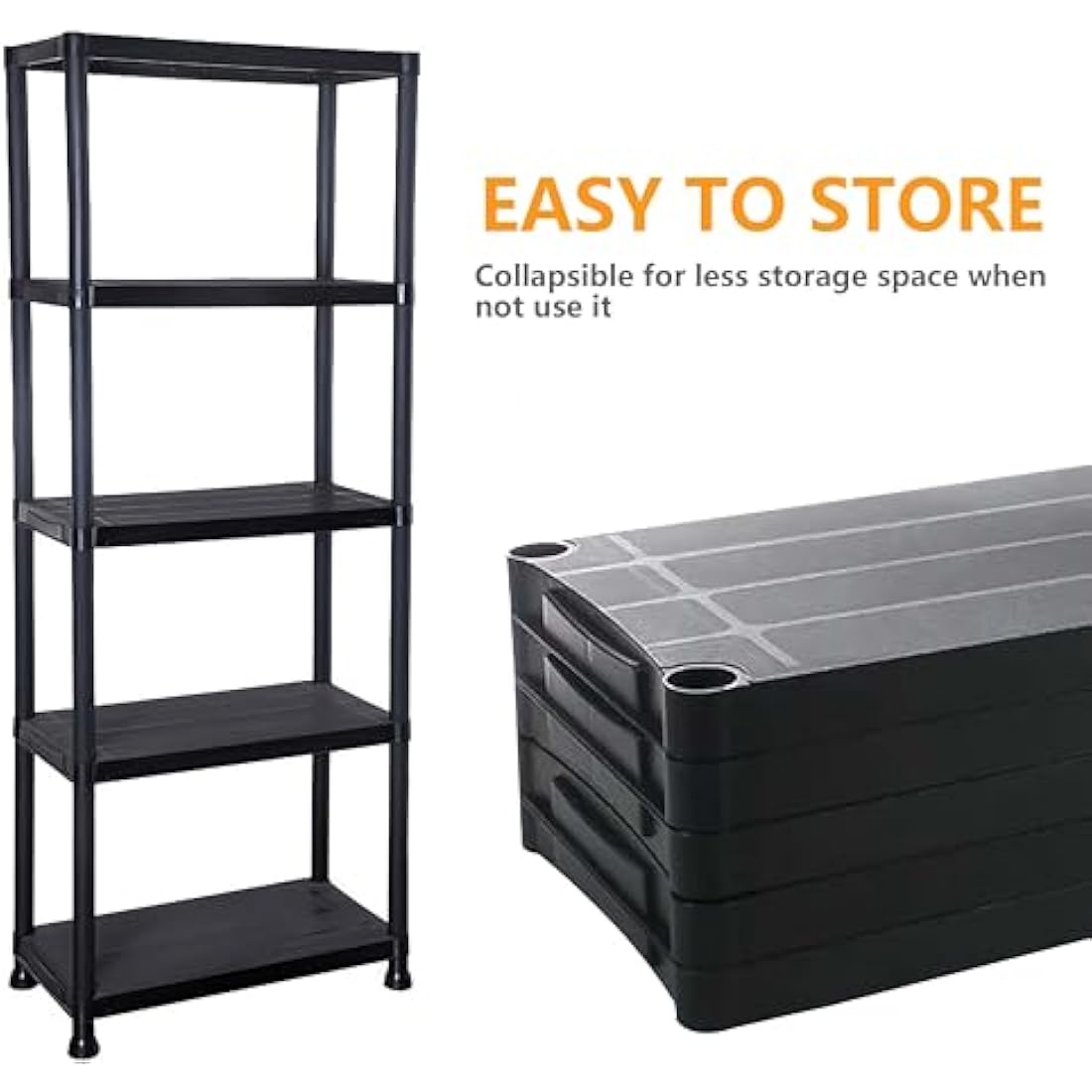 DENNY 5 Tier - Plastic Shelving Unit | Garage Shelving Units | Storage Shelves | Shelving Units for Storage | Plastic Racking | Racking Shelving Unit Warehouse, Garage, Shed, and Workshop
