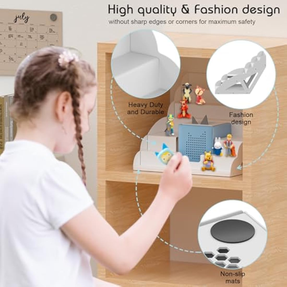 Toniebox shelf for IKEA Kallax, Fully Magnetic Toniebox stand for Over 50 Figures + Box, Tonier Rack for Girls and Boys Toning Shelf for Tonie Figures Storage(white)
