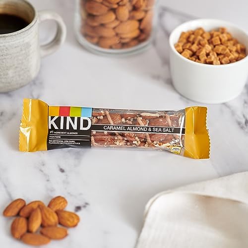 KIND Bars, Gluten Free Snack Bars, Caramel Almond & Sea Salt, High Fibre, Healthy Snack, No Artificial Colours, Flavours or Preservatives, Multipack 24 x 40g