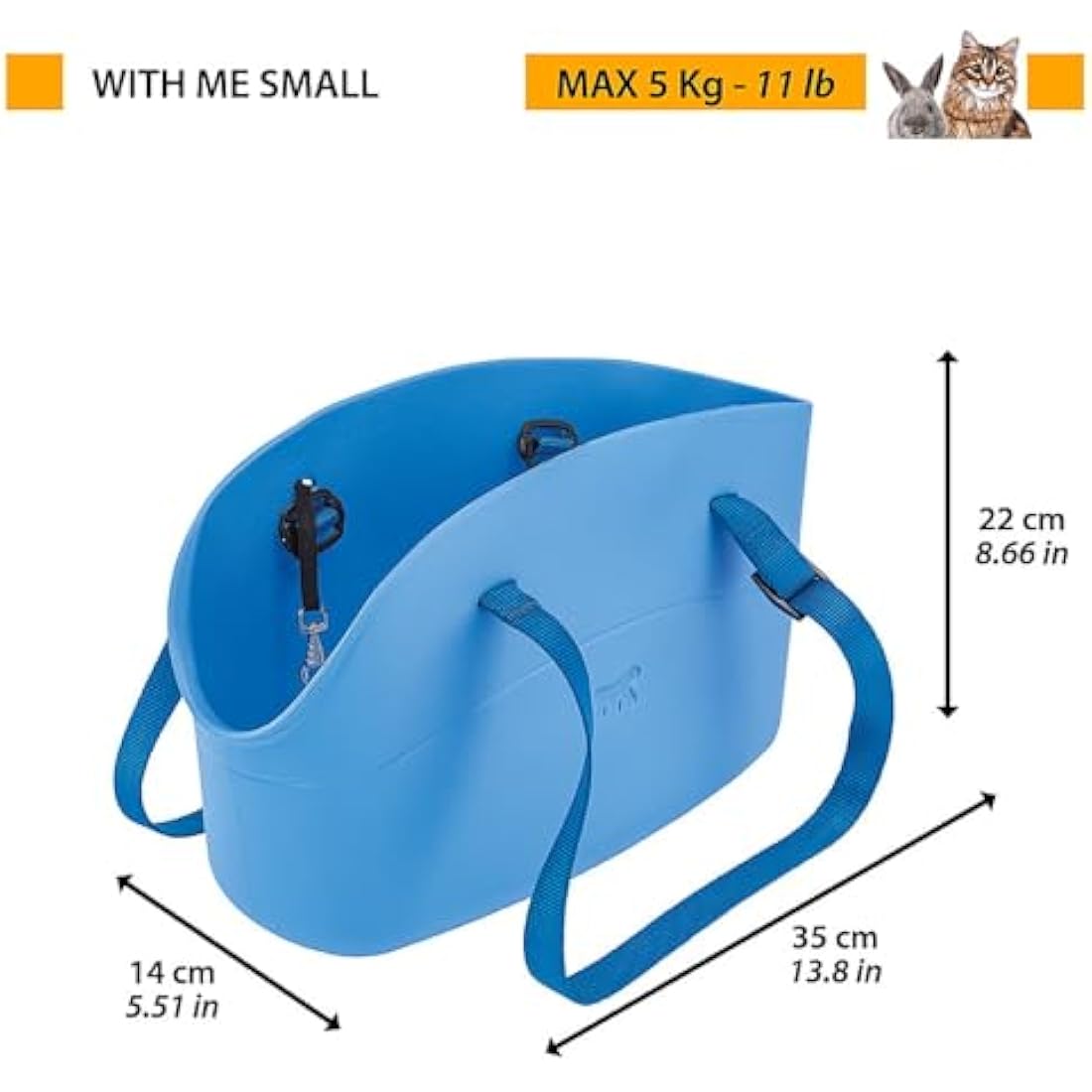 Ferplast With-Me Eva Dog Bag, 14 x 35 x 22 cm, Small, Dove Grey