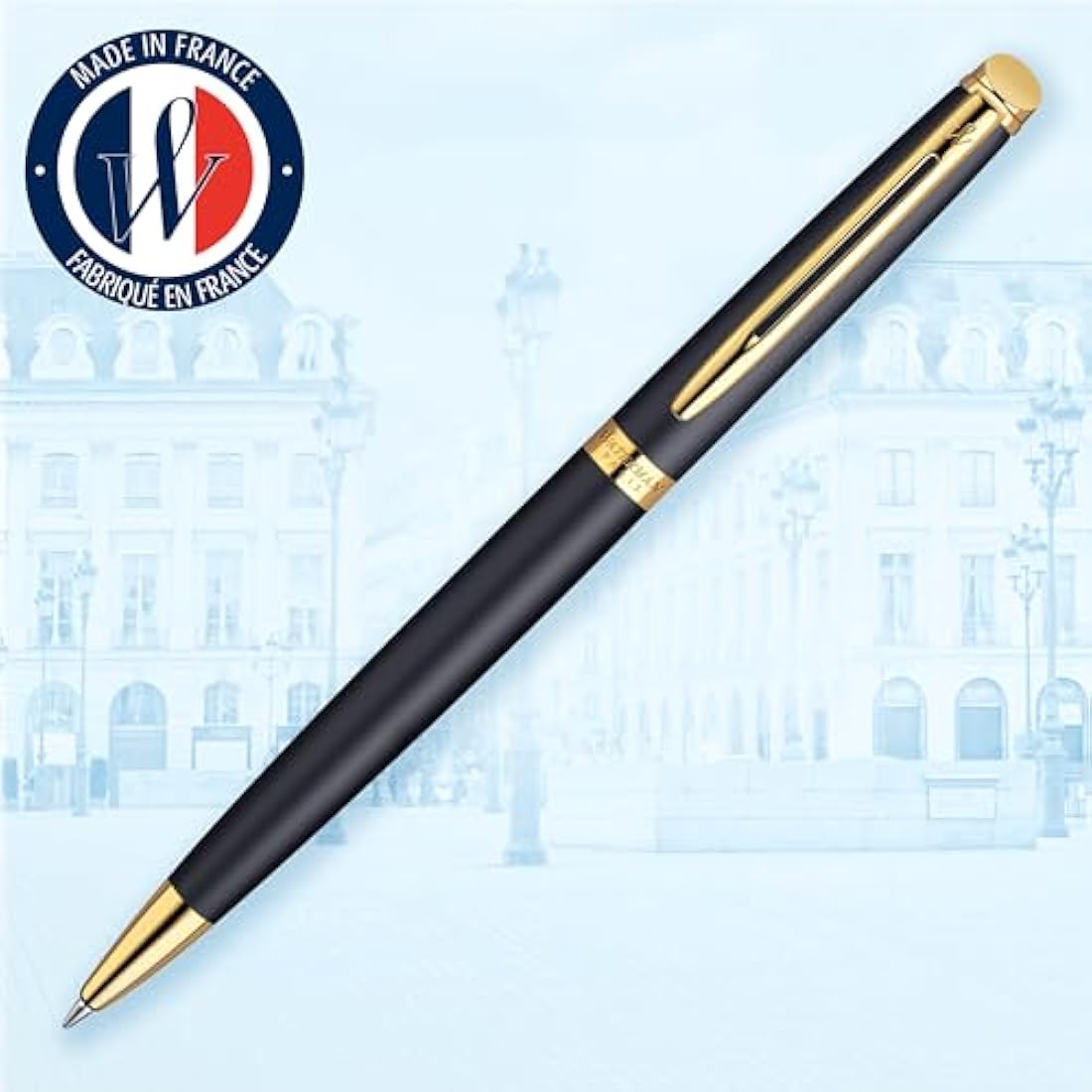 Waterman Hémisphère Ballpoint Pen | Matte Black with 23k Gold Trim | Medium Point | Blue Ink | Gift Box